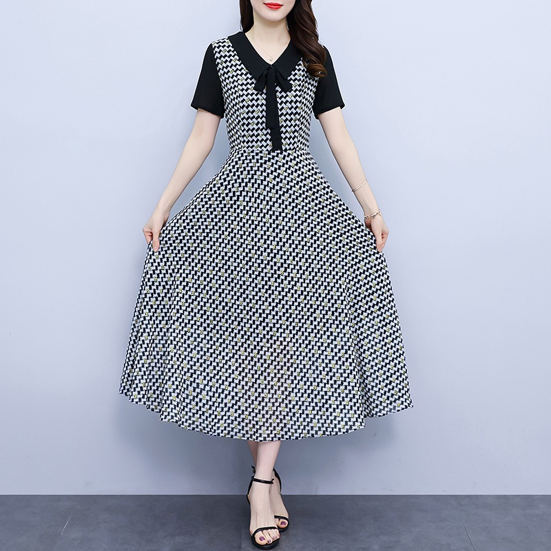 FANMU 2023 Gaun Kolar Kerah Boneka Korea Baru/Temperamen Pinggang Tinggi Slim