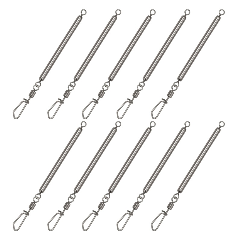 Matahari 10 Pcs Kekuatan Tinggi Snap Putar Rolling Konektor Tackle Stainless Steel Memancing Barel Putar Safety Snaps Swive