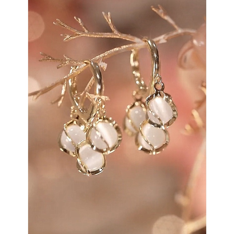 HBS 227 Anting Hijab Wanita Tusuk Mutiara Kristal Women Earrings Korea Aksesoris Fashion