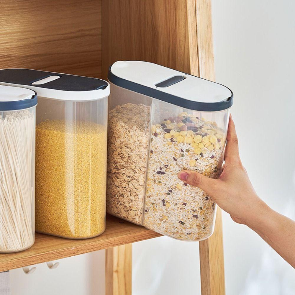 [Elegan] Food Canister Sereal Mie Kedap Udara Transparan Dapur Plastik Organizer Kaleng Tetap Segar Toples