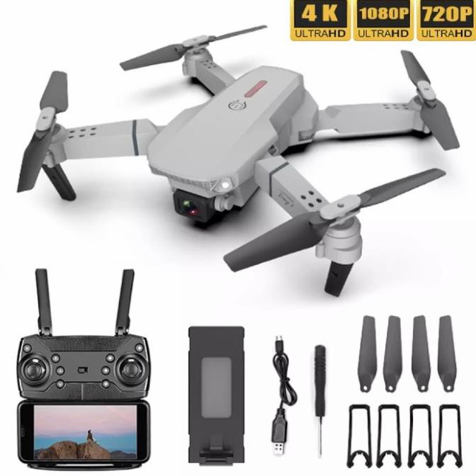 E88 Drone 4K Full Set HD Dual Camera visual Positioning Drone lipat Tahan air dengan hadiah gratis