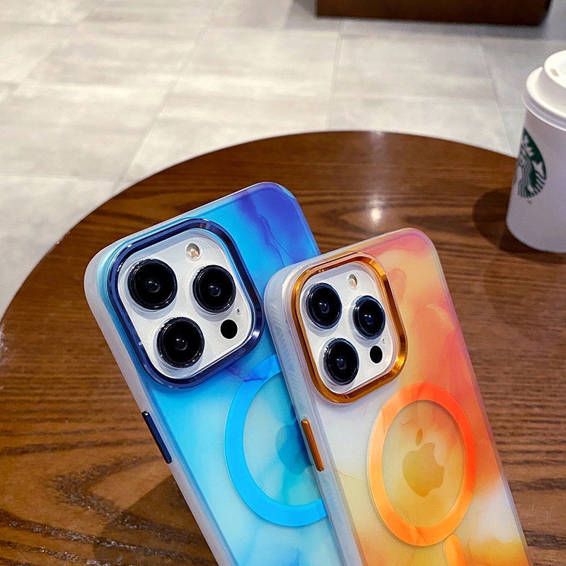 IPHONE Magsafe Wireless Charging Magnetic Suction Plating Casing Handphone Cocok Untuk Iphone13 14 Pro Max14 plus Apple Phone Protection case anti Jatuh anti-slip