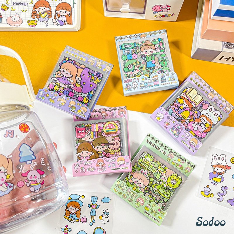 

100pcs Lembar Stiker Deco Set Waterproof Kartun Lucu ekorasi Alat Tulis Siswa Stiker Kartun - SO