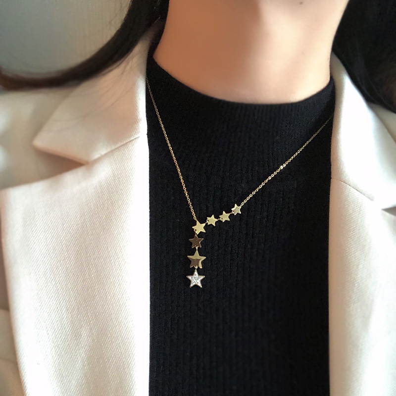 Kalung tujuh bintang titanium stainless steel 316L anti karat harga grosir bisa bayar ditempat cod