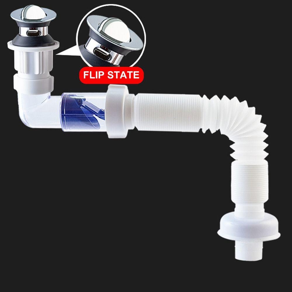 Lanfy Pipa Pembuangan Wastafel Expandable 1Pcs Wastafel Dapur Bergelombang Lengkung Pipe Sink Deodorant Adjustable Sewer Drain