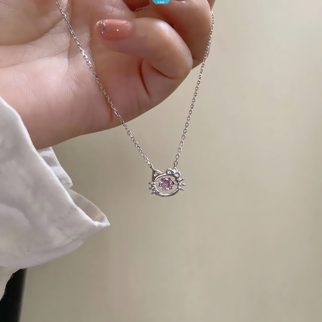 Sanrio Perak Kartun Kawaii Hello Kitty Kalung Perempuan Niche Desain Mengalahkan Tulang Selangka Rantai Hadiah Ulang Tahun Ringan Sehari-Hari Aksesoris [ZK]