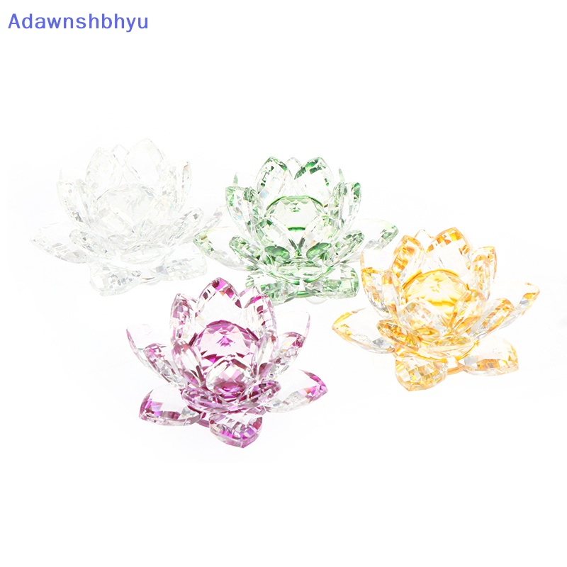 Adhyu 60mm Kristal Lotus Bunga Kerajinan Kaca Fengshui Ornamen Patung Hadiah ID