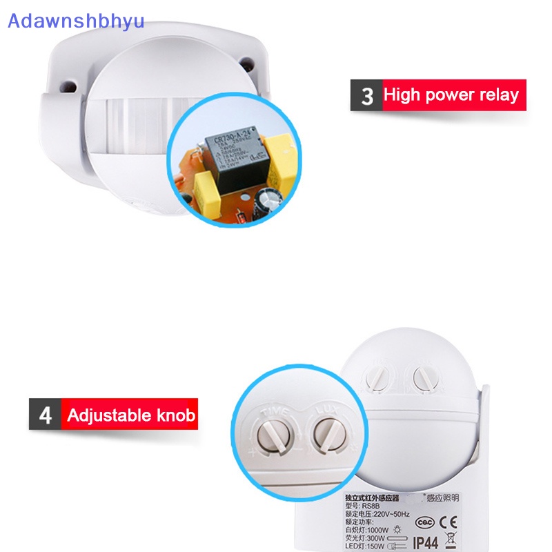 Adhyu AC 220V-240V 110V 180derajat Luar Ruangan IP44 Infrared Sensor Gerak Swich Detector ID