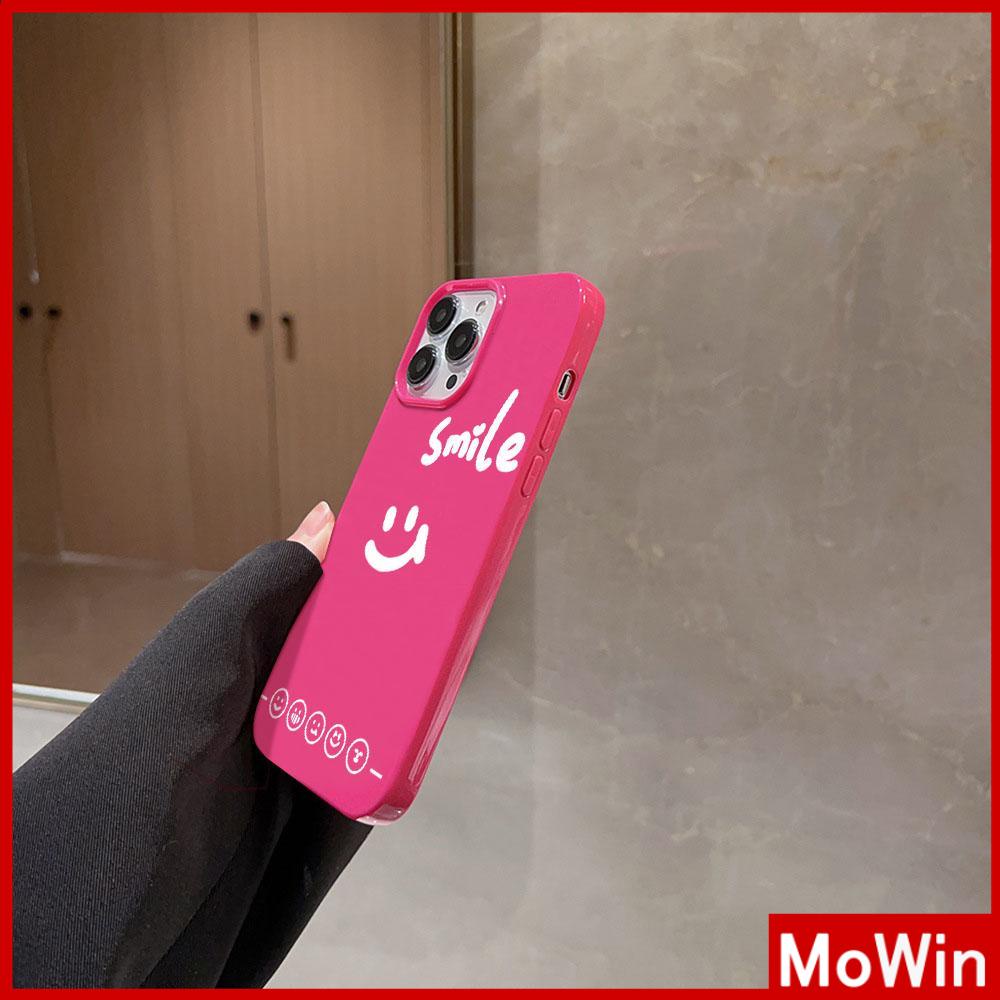 For iPhone 14 Pro Max iPhone Case Pink Glossy TPU Soft Case Shockproof Protection Camera Simple Smiley Compatible with iPhone 13 Pro max 12 Pro Max 11 xr xs max 7Plus 8Plus