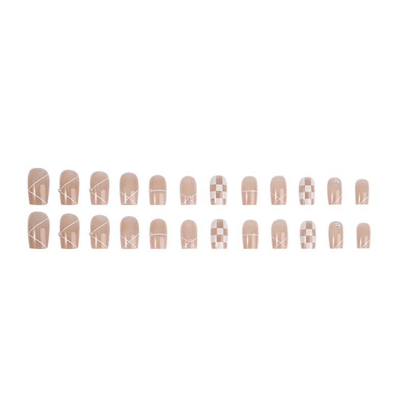 Z048 24Pcs DIY Kuku Palsu French Cool Finger Nail Art Stiker Kuku Palsu
