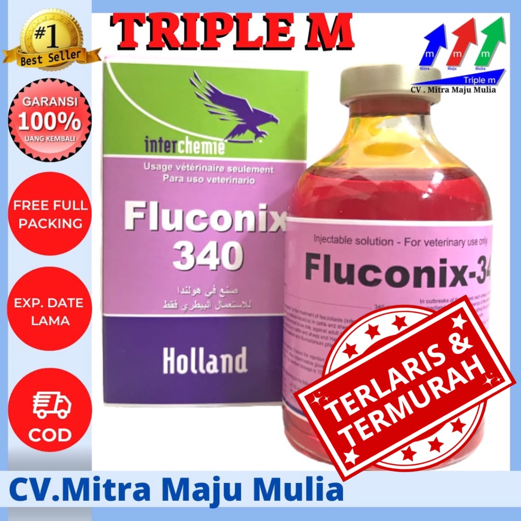 FLUCONIX 340 50ml Obat Cacing Hati Sapi, Kambing, Domba, Anjing