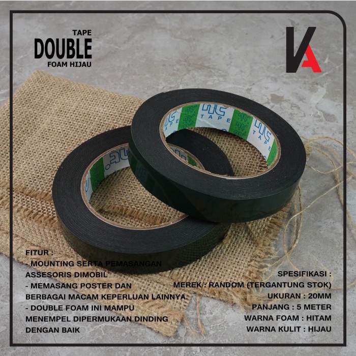 

DOUBLE TAPE FOAM HIJAU 2OMM X 5M DOUBLE TAPE BUSA BOLAK BALIK HIJAU