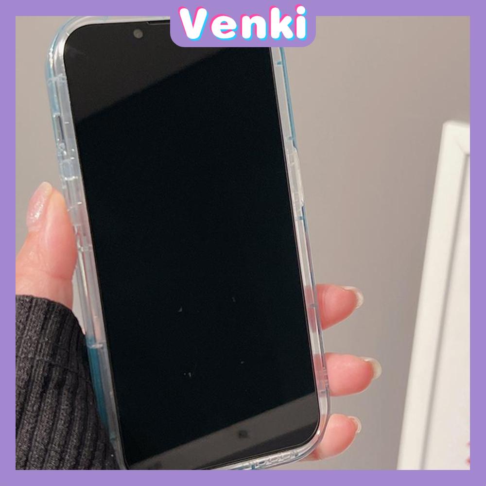 VENKI - For iPhone 11 iPhone Case Laser Reflective Transparent Phone Case TPU Soft Shockproof Airbag Case Protective Camera Blue English Compatible with iPhone 14 13 Pro max 12