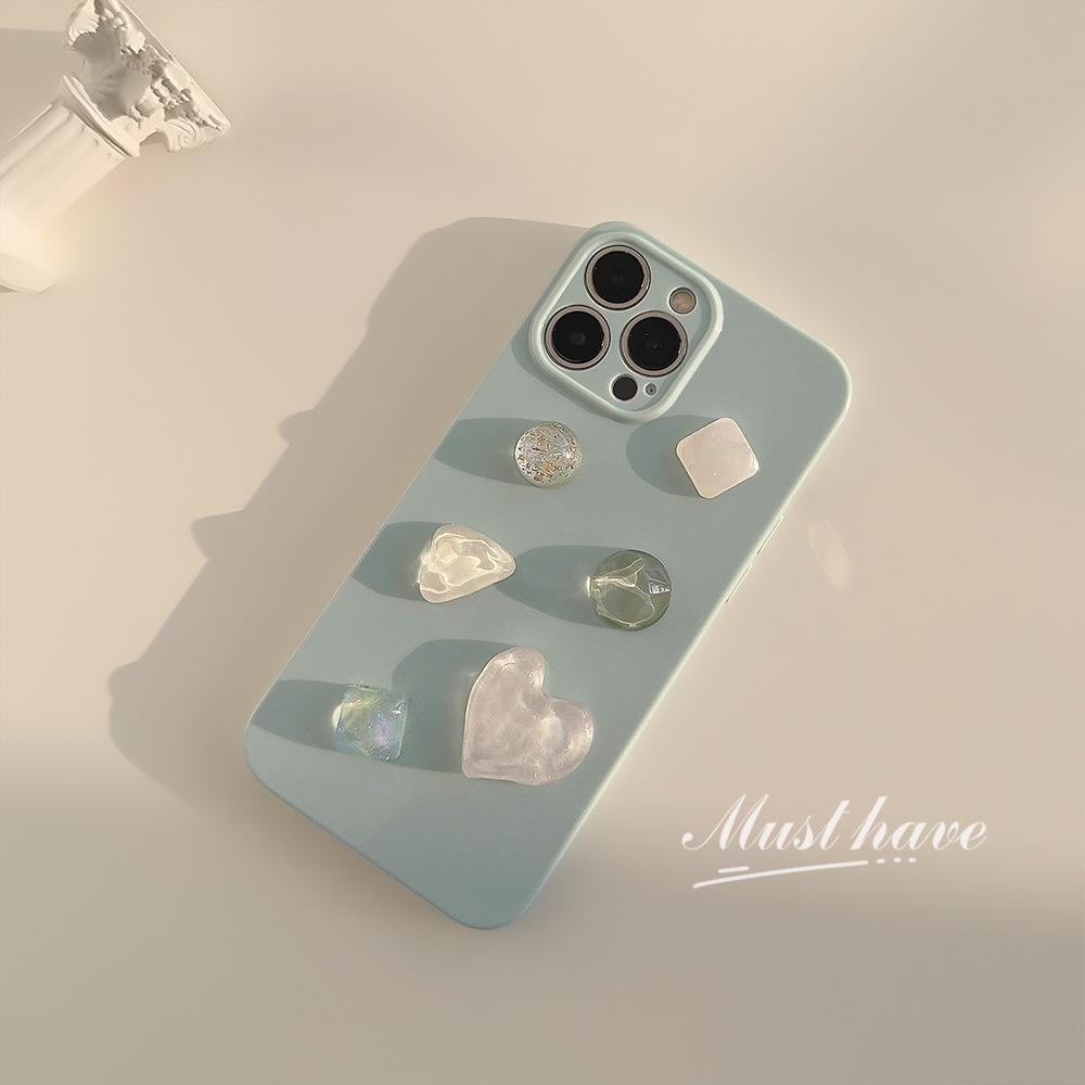 IPHONE Ins 3D Ice-through Gemstones Silicone Case Untuk Iphone14 11 12 13 PRO MAX Casing Cover Pelindung AT0333