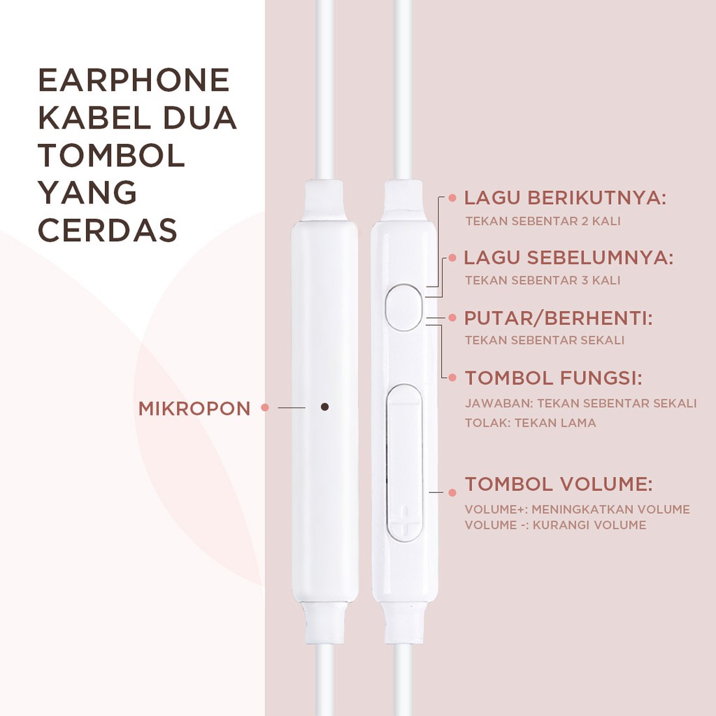 Miniso Earphone in Ear Earbuds Silikon Kabel Noise Cancelling Awet Headset Universal,Kemasan Baru Dan Lama Dikirim Secara Acak