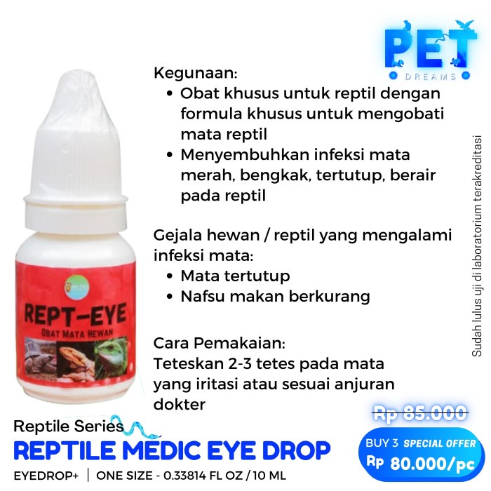 PROMO MRVET REPT EYE DROP MEDIC OBAT TETES MATA REPTILE TORTO SULCATA