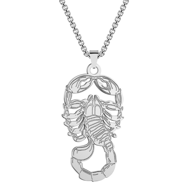 Zh Perhiasan Hip Hop Rock Fashion Pria Stainless Steel Scorpion Pendant Kalung Pesta Perhiasan Hantaran