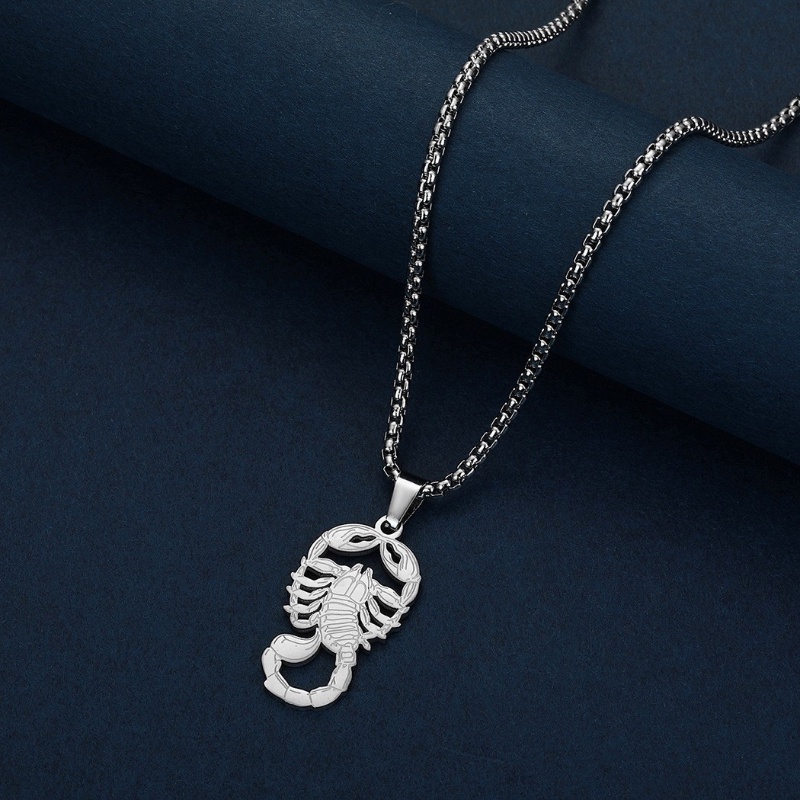 Zh Perhiasan Hip Hop Rock Fashion Pria Stainless Steel Scorpion Pendant Kalung Pesta Perhiasan Hantaran