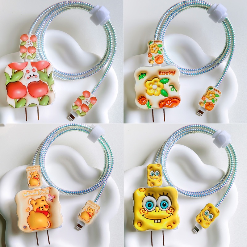 3d Cute charger protector anti Putus cable winder Pelindung Kabel Cas charger Untuk charger Ip18/20w