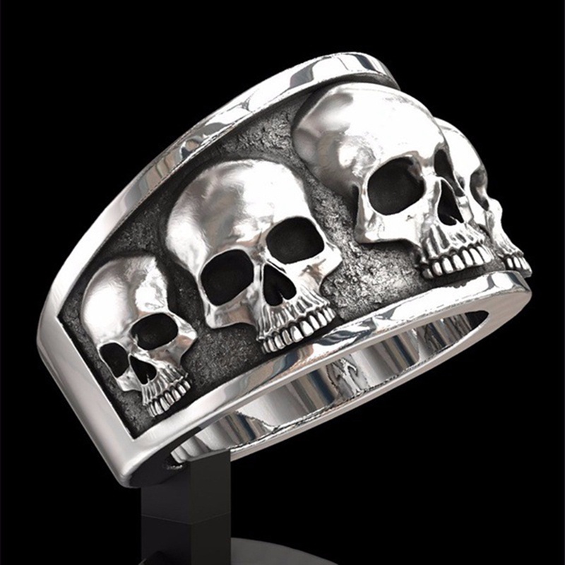 Pria Tengkorak Band Cincin Hip Hop Punk Gothic Pertunangan Perhiasan Hadiah Anniversary Ring