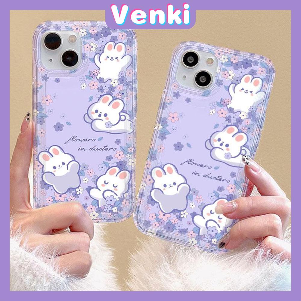 VENKI - For iPhone 11 Case Clear Phone Case TPU Soft Case Airbag Shockproof Protection Camera Cute Flower Bunny Compatible with iPhone 14 13 Pro Max iPhone 12 Pro Max XR XS 7 8Plus