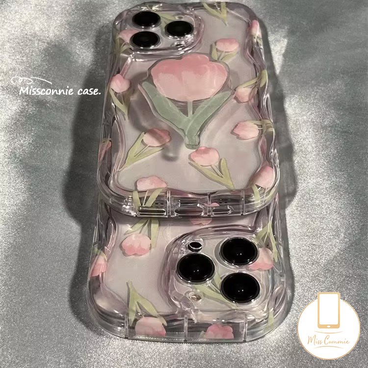 Bunga Segar Tulip Case Untuk Redmi 9A 9T 9 10A 10C A1 10 A2 9C NFC Redmi Note12 11 9 10s 8 11s 10 Pro Max POCO M3 3D Wavy Curved Edge Soft Floral Case Dengan Bracket Bunga