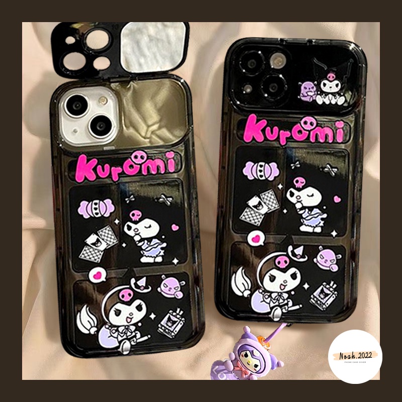 Casing Kuromi Kartun Lucu Untuk VIVO Y12 Y20 Y12i Y12s Y15 Y12A Y20i Y11 Y17 Y91C Y1S Y11s Y20s G Y20A Y20G Y30G Kreatif Flip Make Up Cermin Lembut Penutup Belakang Dengan Gelang Boneka 3D