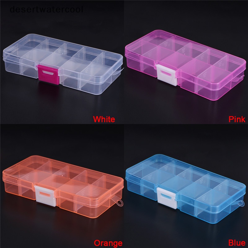 Deid Plastik 10slot Adjustable Kotak Penyimpanan Perhiasan Case Craft Organizer Beads Martijn