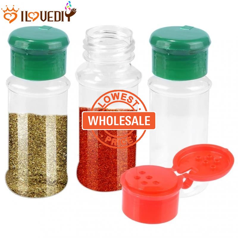 [Harga Grosir] Botol Bumbu BBQ Camping Portable Pepper Shaker Spices Boxes Transparan Spice Salt Pepper Shakers Seasoning Jar 100ml Botol Bumbu Dengan Stiker label