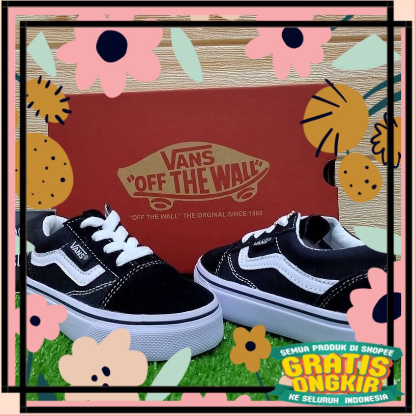 Sepatu Sneakers Sekolah Anak Laki Laki Perempuan Vans Old Skool Classic Umur 1 2 3 4 5 6 Tahun/ Spes
