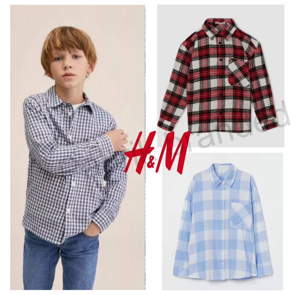 pabrik branded H*m hnm shirt boys baju atasan hm kemeja anak laki laki Kids 4 years tahun lengan pan