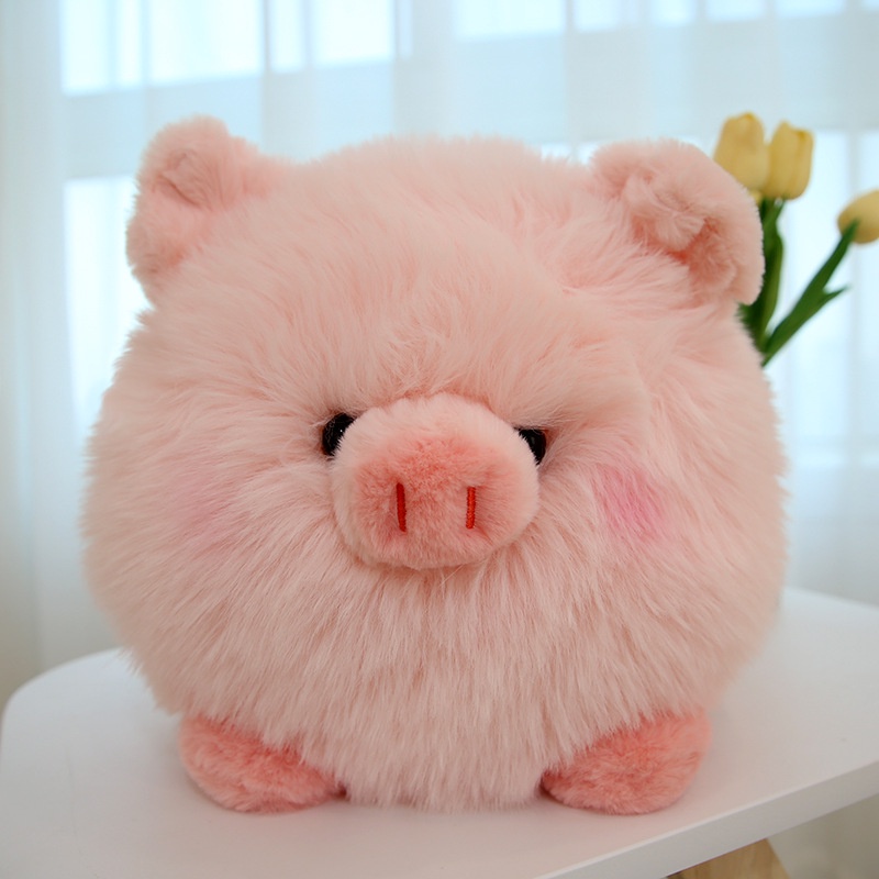 Bantal Piggy Mewah Lucu Mainan Boneka Bentuk Bola Pink Berambut Panjang Untuk Anak