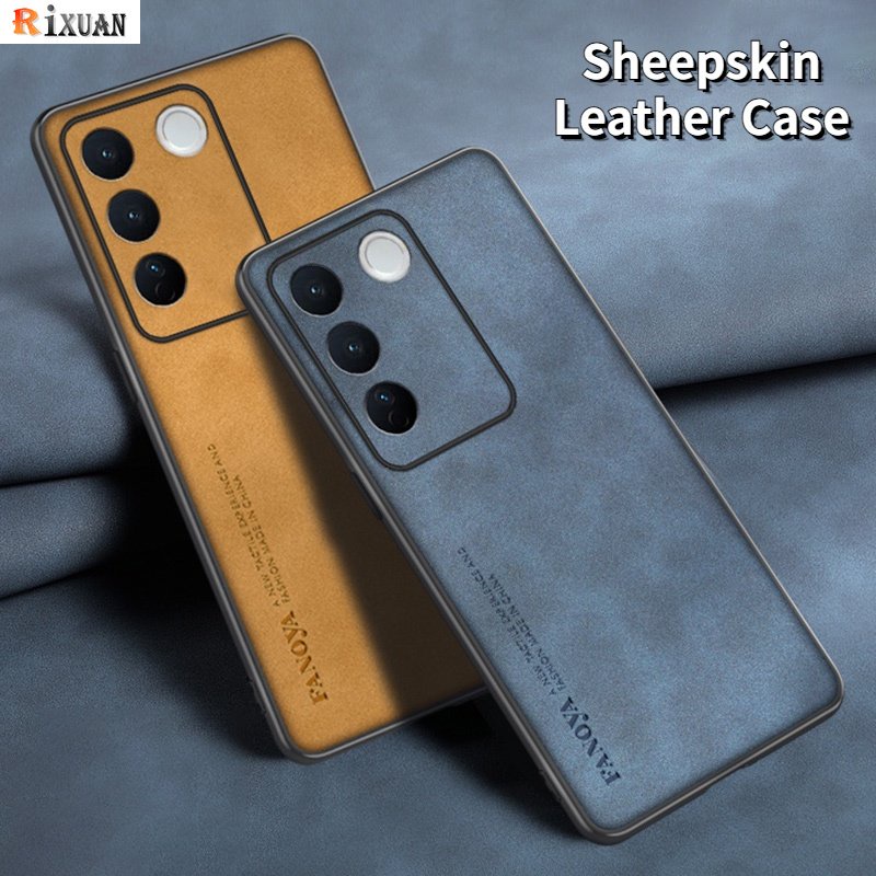 Fashion Kulit Domba Case Vivo V27e V25 V25e V27 V23e V21 V20 SE V21e V19 NEO V11i Mewah Simple Matte Nubuck Kulit Domba Bertekstur Soft Cover RIXUAN