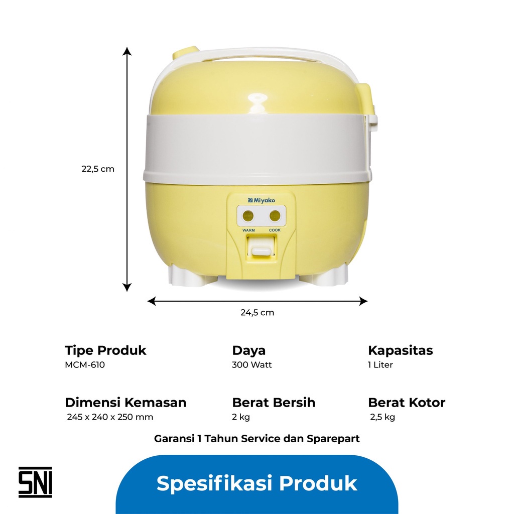 MIYAKO RICE COOKER / MAGIC COM MCM610 / MCM 610 / MCM-610 (1 LITER) GARANSI RESMI