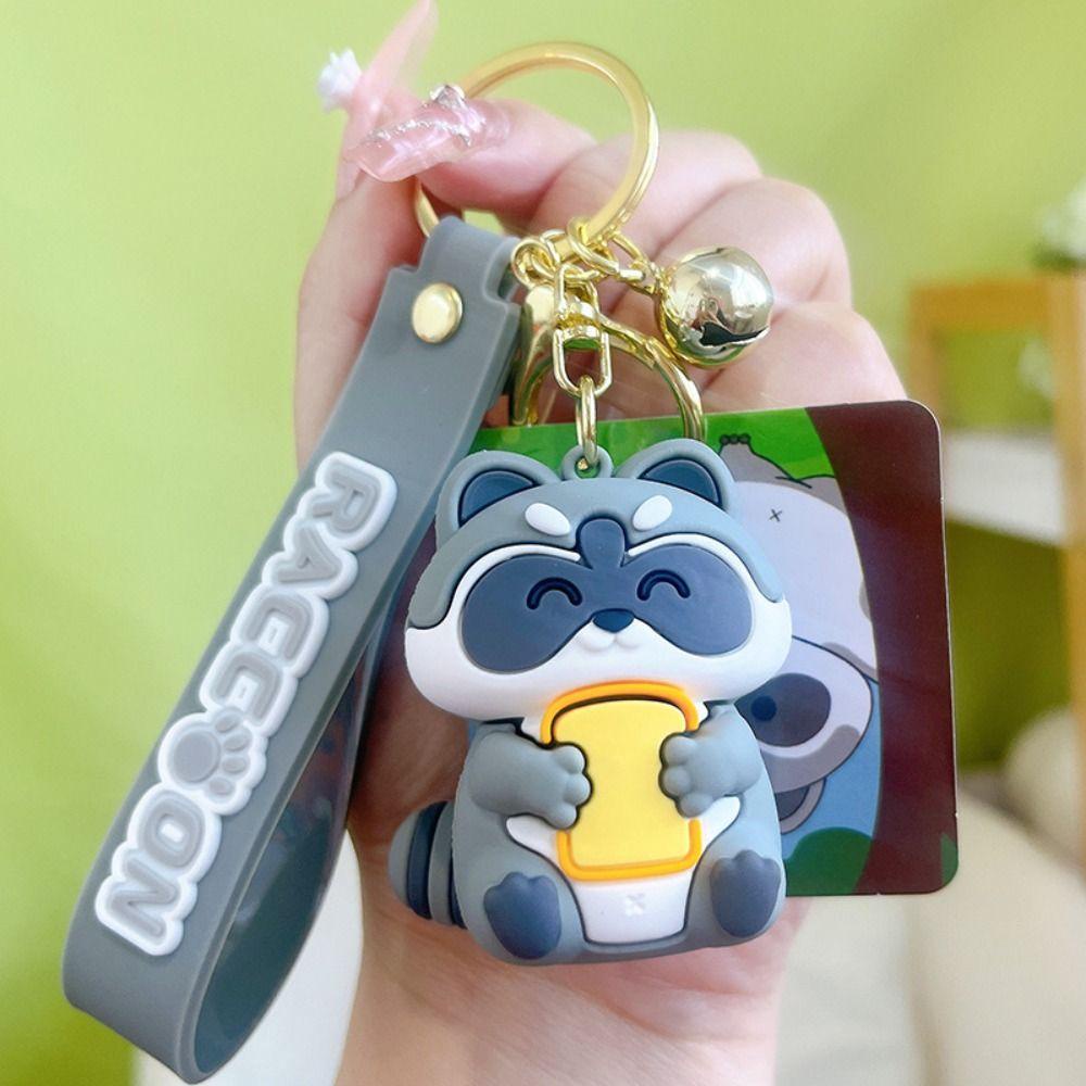 Agustina Raccoon Gantungan Kunci Pasangan Fashion Lucu Kawaii Earphone Case Lucu Backpack Decor