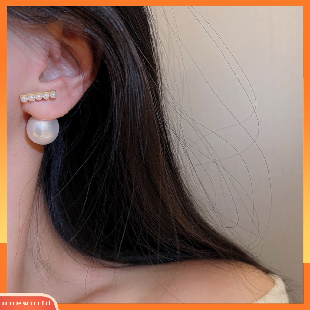 [ONE] 1pasang Ear Studs Gaya Perancis Elegan Dainty Hadiah Mulia Nonallergic High Gloss Faux Pearl Women Earrings Perhiasan Aksesoris