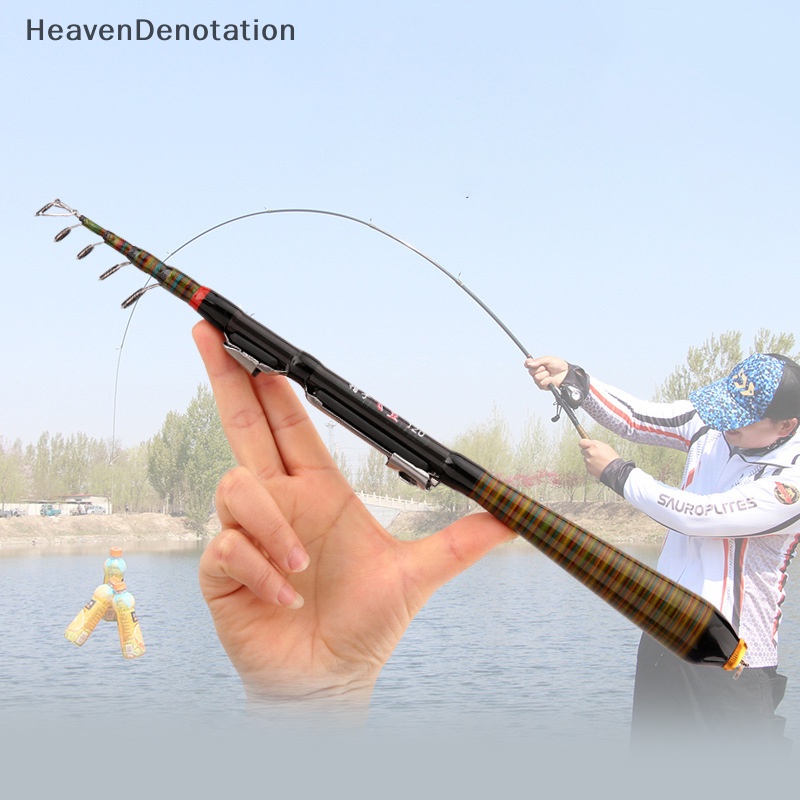 [HeavenDenotation] 1.2m-2.4m Portable Mini Telescopic Fishing Rod Spinning Fly Memancing Ikan Gurame Serat Karbon Batu Travel Jig Rod HDV