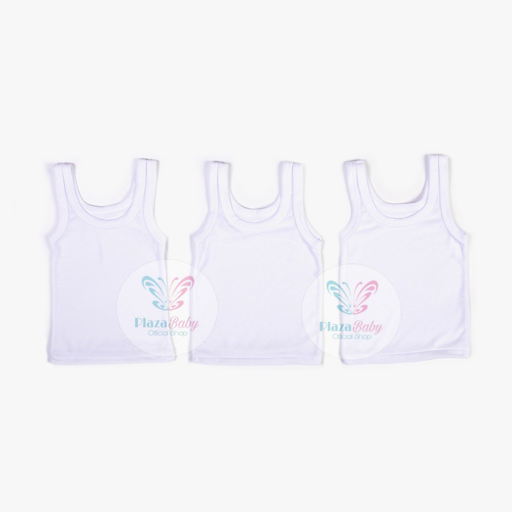 Plazababyku Kaos Dalam WARNA PUTIH Singlet Bayi/Anak 1pcs