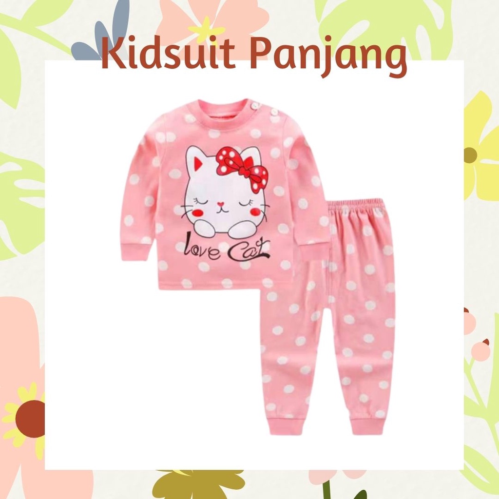 Plazababyku KIDS SUIT PANJANG Setelan Anak Bahan Kaos Lengan + Celana Berkualitas Import  NEW1