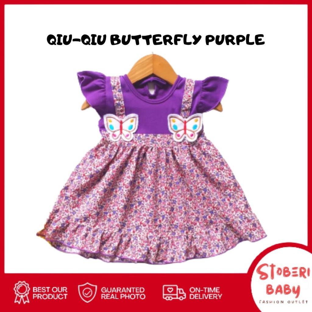 stoberi baby - QIU2 BUTTERFLY Baju Bayi Model Dress MURAH Baby Girl (0-6 bulan) Dress Anak Perempuan