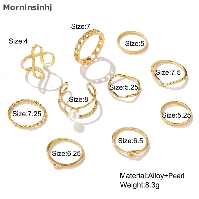 Mornin 10PCS Fashion Perhiasan Punk Warna Perak Rantai Lebar Cincin Set Logam Berongga Putaran Pembukaan Jari Cincin Tidak Teratur Jari Rings Untuk Gadis Lady Pesta Hadiah Pernikahan id