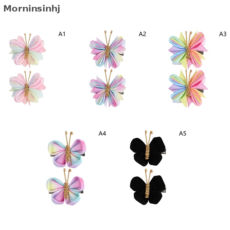 Mornin 1pasang Jepit Rambut Kupu-Kupu Gradasi Berkelompok Dengan Hiasan Kepala Emas Gadis Tenun Tangan Anak Aksesoris Rambut id