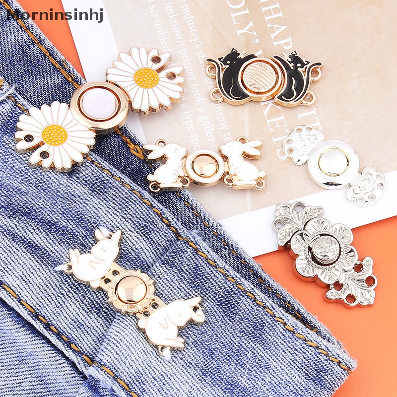 Mornin Jeans Waist Buckle Waist Closing Mengencangkan Pinggang Kancing Detachable Metal Pin Adjustable Waist Clip Hiasan Pinggang Kancing Rok Jeans Aksesoris Pakaian id