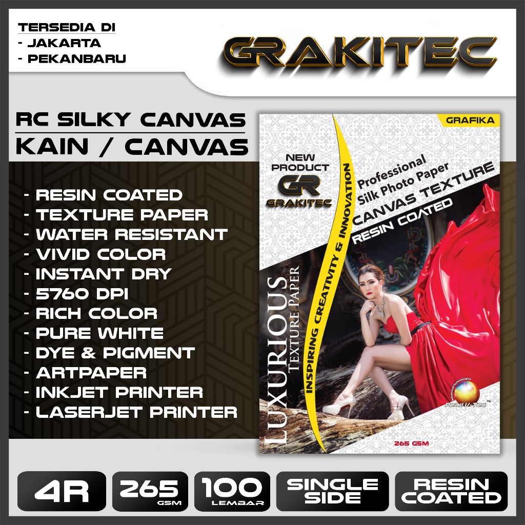 Kertas Foto 4R / 5R Doff Silky Texture Kulit Jeruk 100 Lembar Professional Silky, RC Glossy Photo Paper, Motif Pearl, Canvas, Satin / Luster Resin Coated