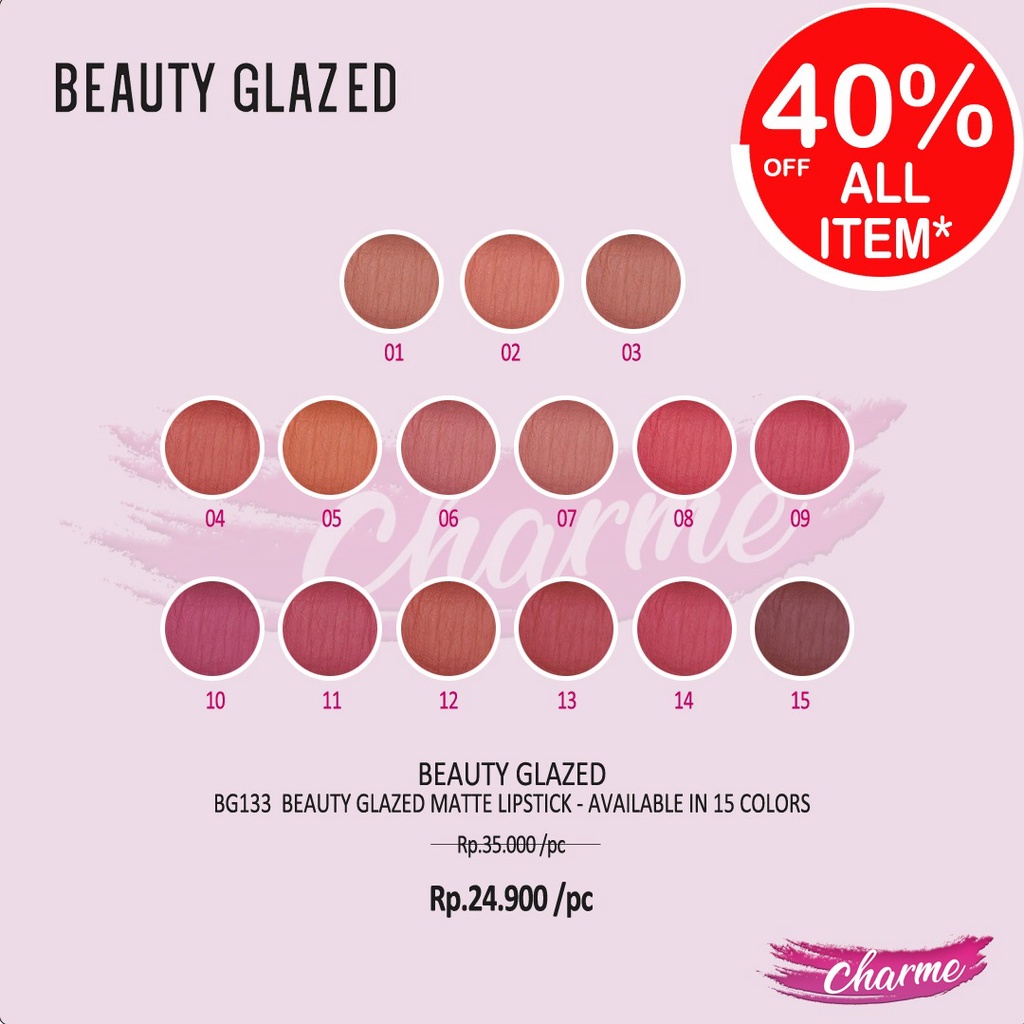 (READY &amp; ORI) Beauty Glazed Matte Lipstick Lip Matte BG133