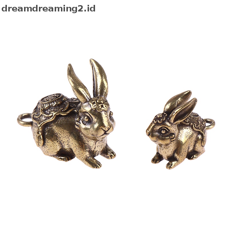 (drea) Gantungan Kunci Ornamen Patung Kelinci Keberuntungan Shio Tembaga Solid //