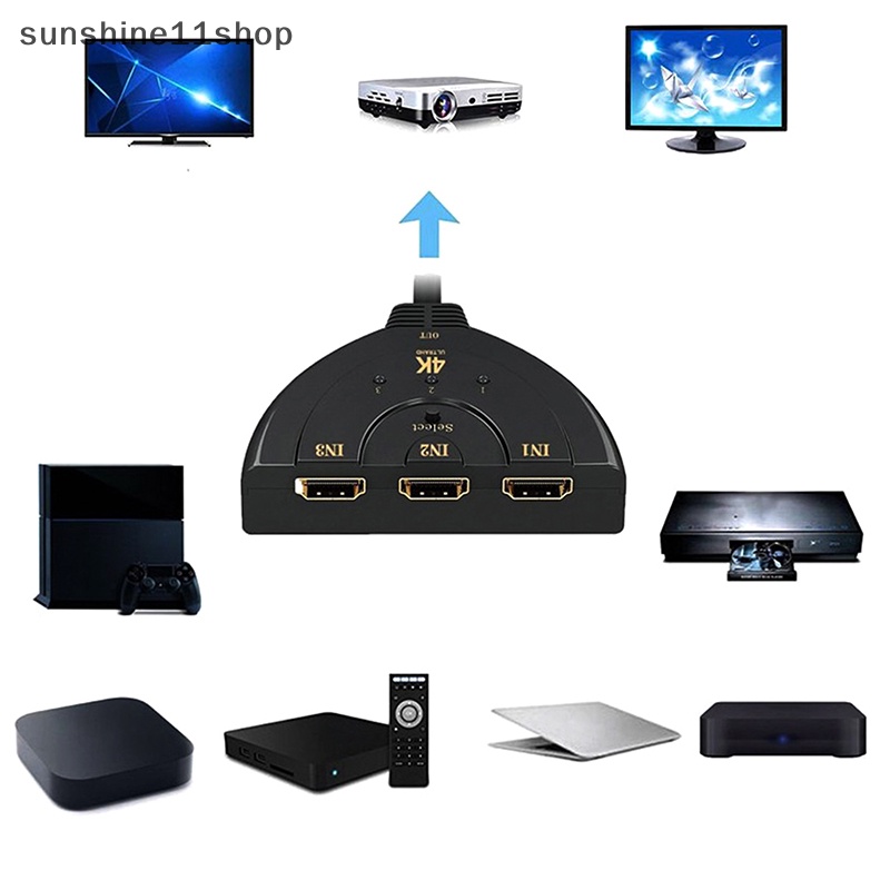 Sho 4K*2K 3D Mini 3port HDMI-compatible 1.4 Switch 4K Switcher HD Splitter 1080P 3in1out Video Adapter Untuk DVD HDTV Xbox PS3 PS4 N