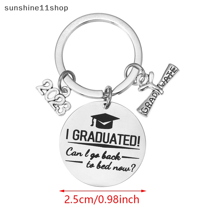 Sho Gantungan Kunci Liontin Stainless Steel Bulat Siswa2023Musim Wisuda Hadiah Bachelor Topi Hadiah Tulisan Logam Key Ring N