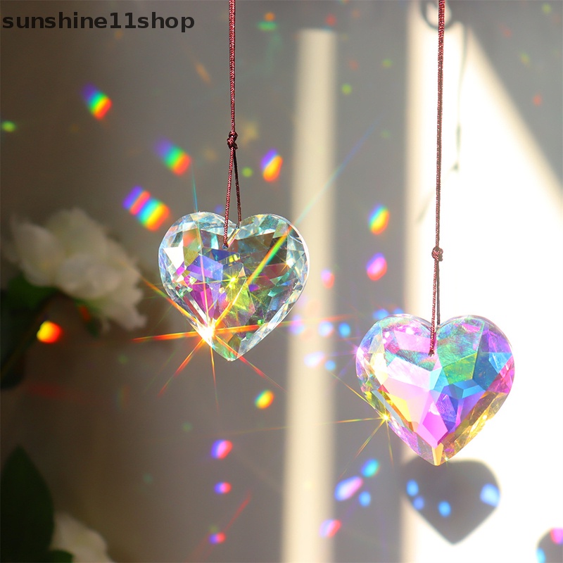 Sho Heart Sun Catcher Gantung Kristal Rain Suncatcher Mobil Pesona Kaca Patri Prisma Penangkap Matahari Jendela Taman Dekorasi N