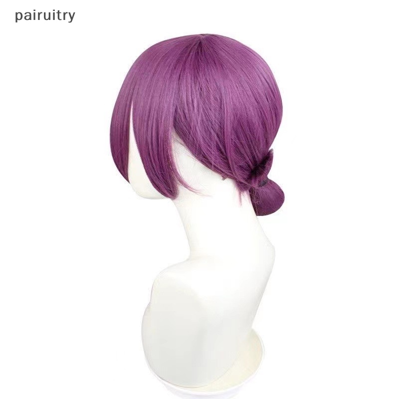 Prt Reze Cosplay Wig Anime Rantai Man Ungu Coklat Ponytail Rambut Pelucas Halloween PRT